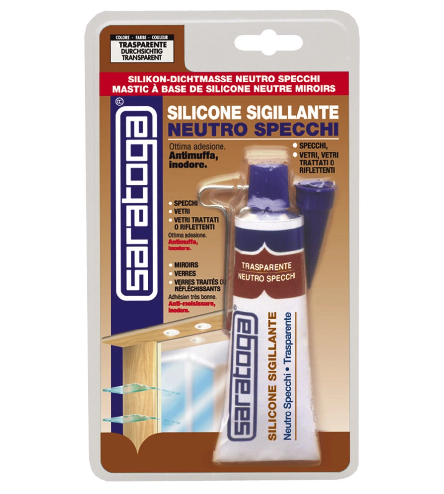 SILICONE NEUTRO PER SPECCHI IN BLISTER 60ML - SARATOGA.